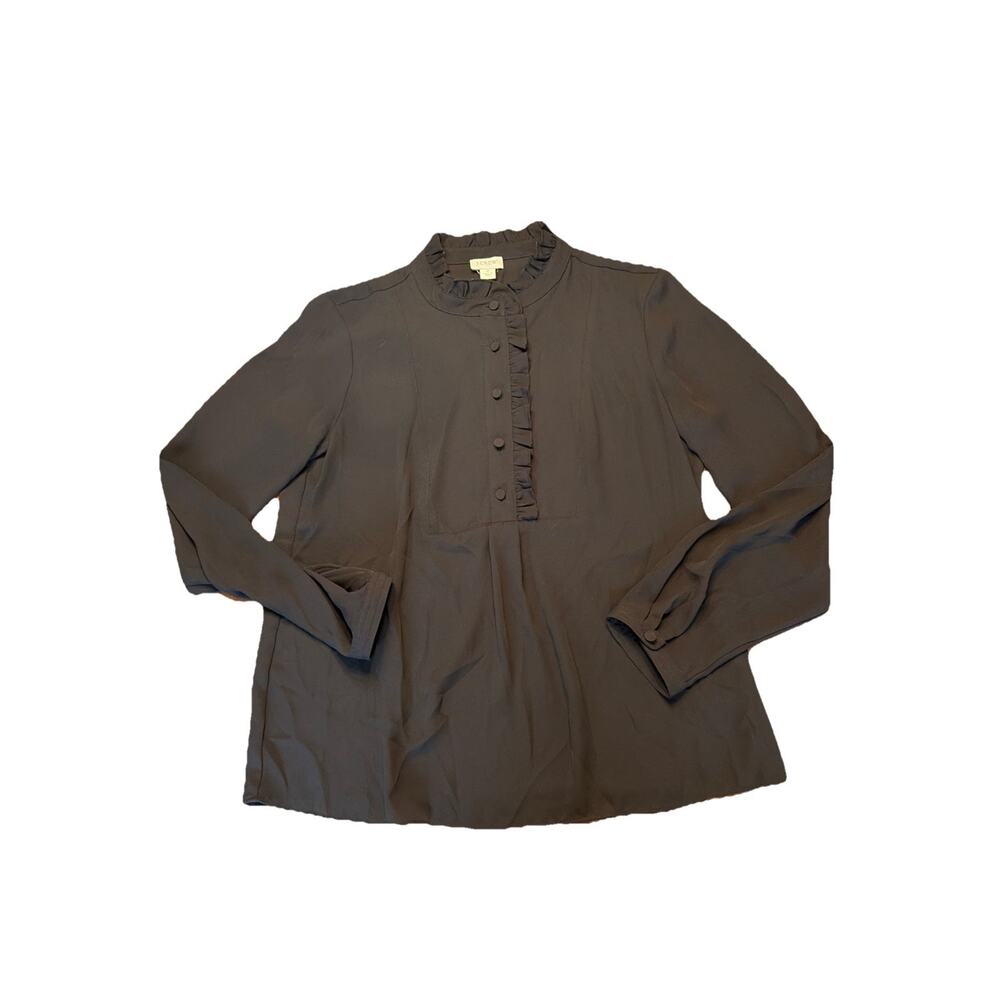 J. Crew ruffle stand collar button up blouse sz 2 Flowy